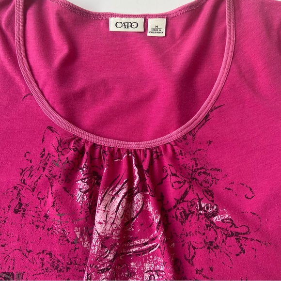 CATO | Tops | CATO Pink Graphic Scoop-neck Tee Shirt Size M Ladies - Picture 4 of 11